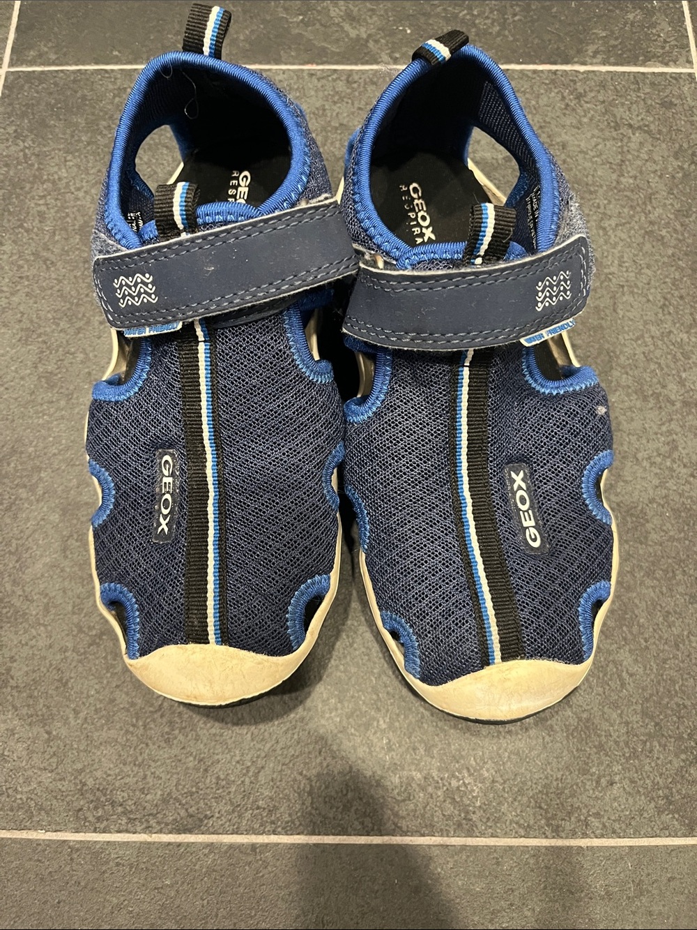 Geox Navy Blue and Light Blue Kids' Water Shoes with Hook-and-Loop Strap